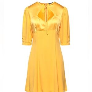 Alexa Chung yellow satin dress